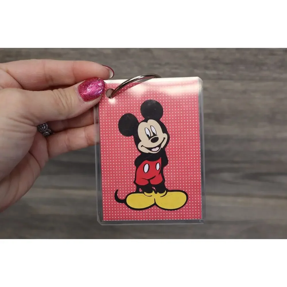 Disney Mickey Minnie Mouse Luggage Tag Set Loose Leaf Binder Key Ring His & Hers